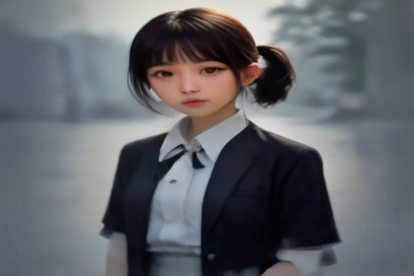 古典园林场景中身着汉服搭配白色丝袜的模特，背景为青砖白墙与绿植，白丝美女呈现东方古典气韵